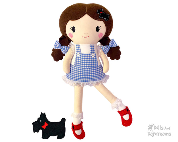 Machine Embroidery Dorothy cloth Doll Pattern Wizard of Oz plush diy in the hoop classic kids toy by dolls and daydreams