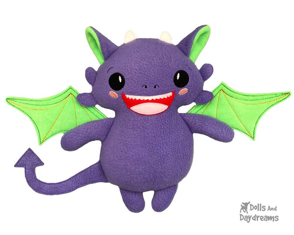 Embroidery Machine Dragon ITH Pattern In the hoop diy stuffie childrens toy plush tutorial how to by Dolls And Daydreams - 1