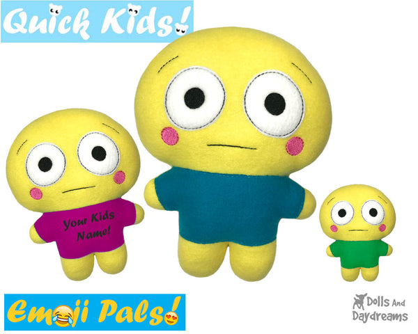 ITH Quick Kids Embarrassed Emoji Doll Plush Pattern DIY Machine Embroidery In The Hoop Toy