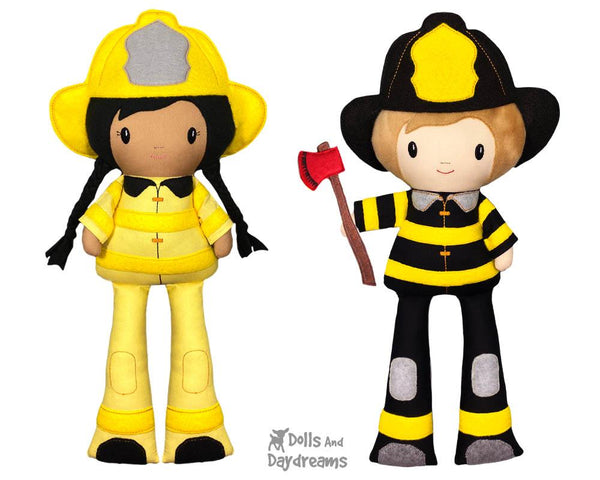 ITH Firefighter Pattern machine embroidery fireman doll by dolls and daydreams