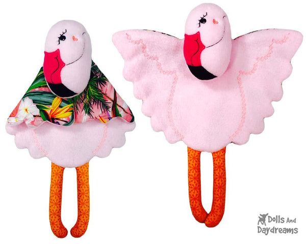 Flamingo Toy Sewing Pattern by Dolls And Daydreams  Cloth Childrens plush softie DIY Lovie