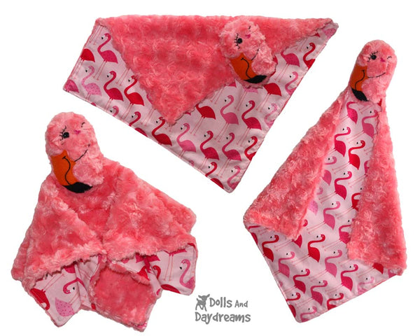 Flamingo Baby Blanket Sewing Pattern by Dolls And Daydreams Cute Cloth Fabric DIY Lovie
