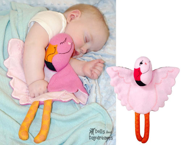 Flamingo Baby Blanket Sewing Pattern by Dolls And Daydreams DIY Lovie