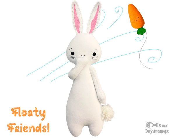 ITH Floaty Friends Bunny Rabbit Pattern plush toy in the hoop machine embroidery stuffed animal kawaii DIY Easter softie by dolls and daydreams