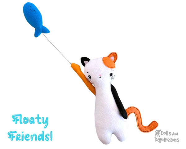 ITH Floaty Friends Cat Pattern Machine embroidery plush toy kids kitten softie cute diy  handmade by dolls and daydreams