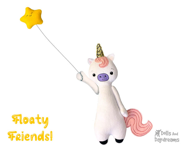 ITH Floaty Friends Unicorn Pattern plush in the hoop machine embroidery soft toy cute plushie DIY softie by dolls and daydreams 