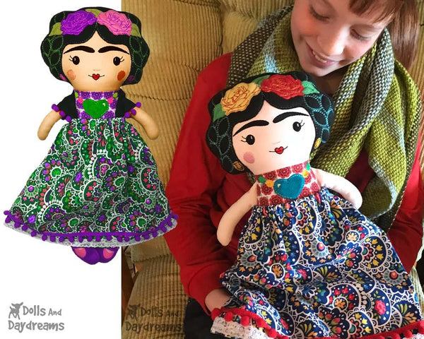 Machine Embroidery ITH Mexican Folk Art Doll Pattern by Dolls And Daydreams