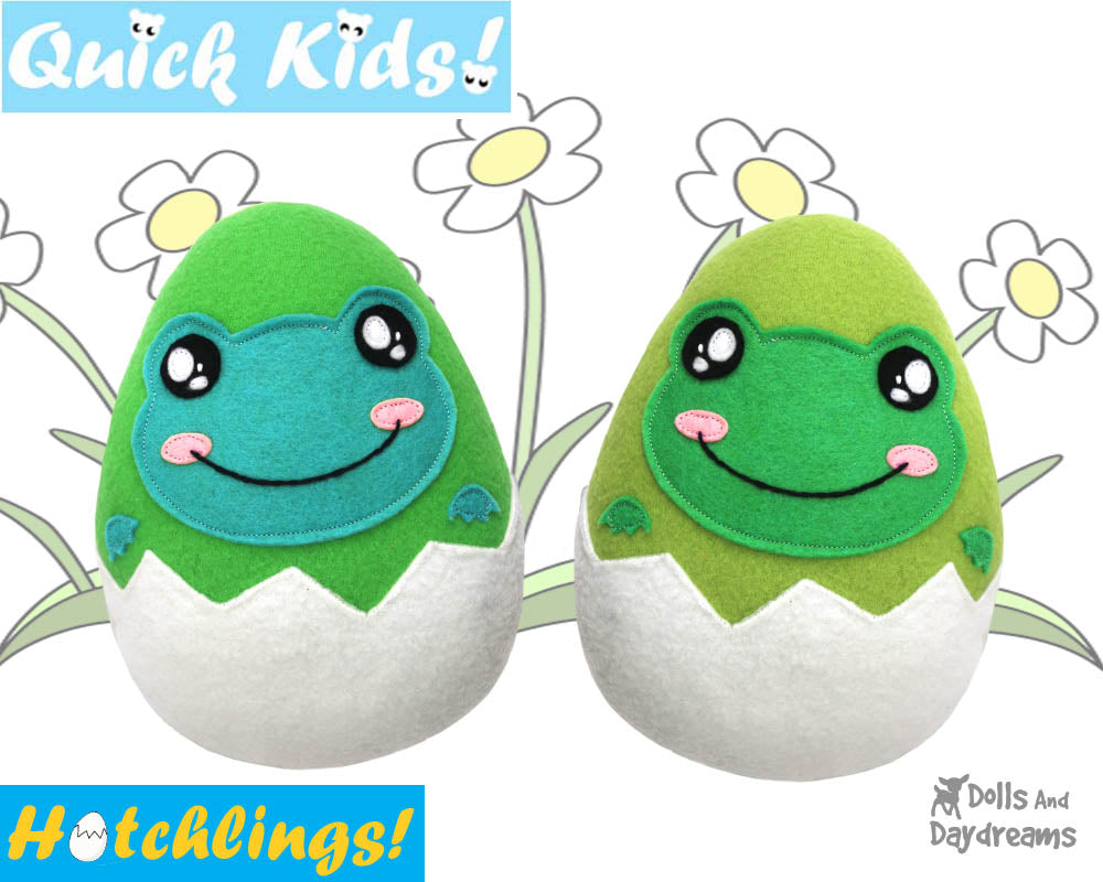 Quick Kids Frog Egg Head Hatchling Easter Egg Softie Sewing Pattern Plush Toy by Dolls And Daydreams