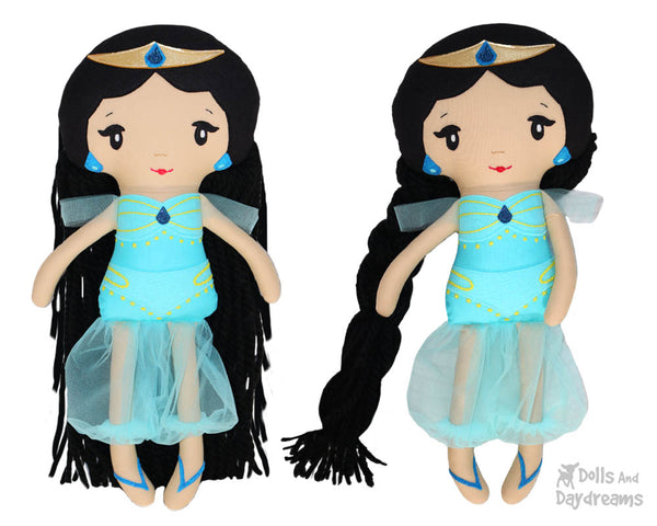 Genie Princess Jasmine cloth doll Sewing Pattern by dolls and daydreams diy make your own