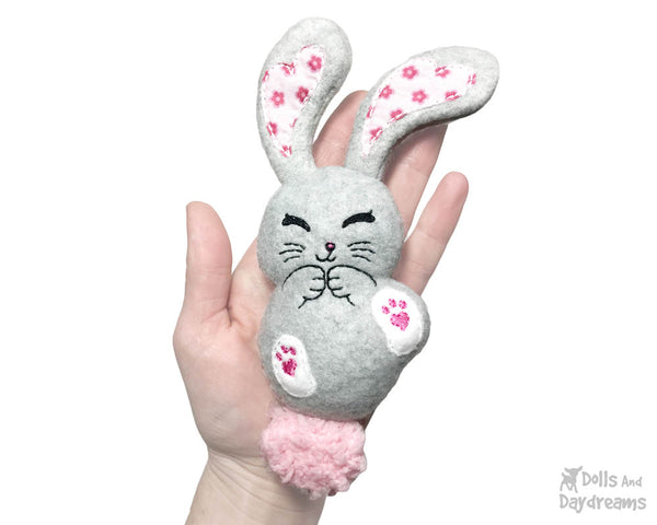 Heart Eared Giggle Bunny Rabbit In The Hoop Machine Embroidery Pattern DIY Tiny Pocket Plushie ITH Handmade kids Easter toy by Dolls And Daydreams