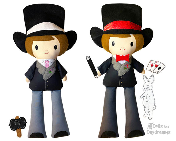 Groom Magician Cloth doll Pattern machine embroidery doll by dolls and daydreams diy customizable In the hoop wedding bridal gift