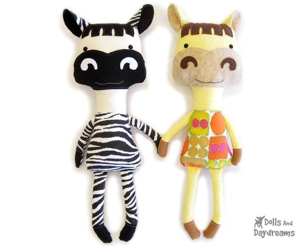 Horse and Zebra Sewing Pattern - Dolls And Daydreams - 1