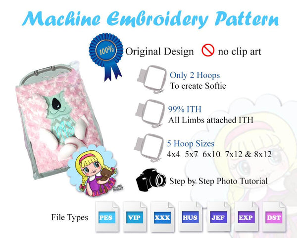 Embroidery Machine Teddy Bear ITH Pattern