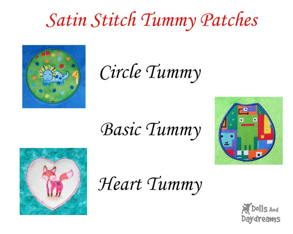 Satin Stitch Tummy Patches A –  Circle, Heart, Basic – Triple Pack A - Dolls And Daydreams - 2