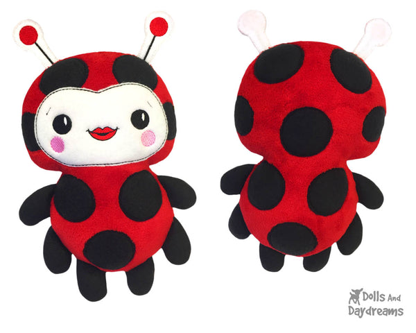 Machine Embroidery In The Hoop ITH Ladybug Ladybird ITH Plushie Softie Toy Love Bug