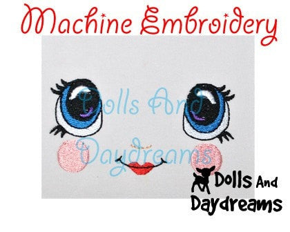 Machine Embroidery Kawaii Doll Face Pattern - Dolls And Daydreams - 3
