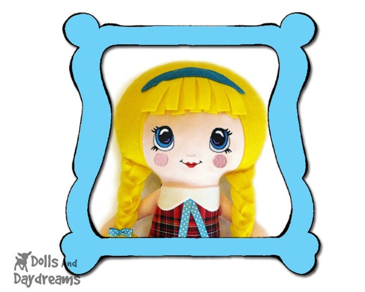 Machine Embroidery Kawaii Doll Face Pattern - Dolls And Daydreams - diy in the hoop cute doll face
