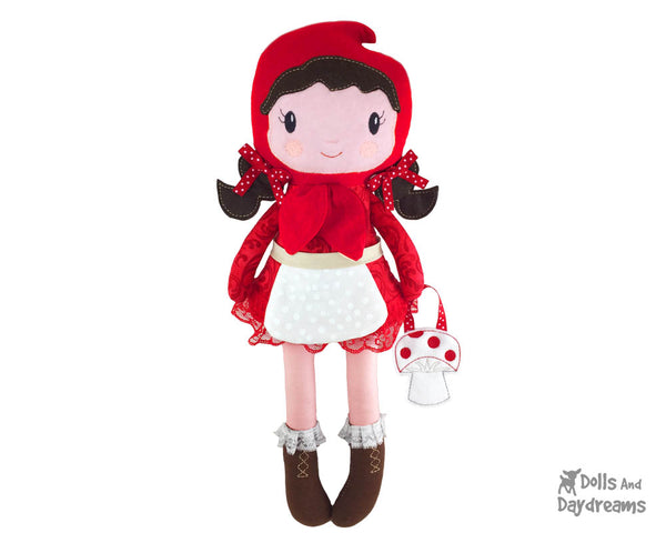 Machine Embroidery In The Hoop Little Red Riding Hood Doll Pattern cloth fairy tale fairytale ITH doll diy by dolls and daydreams