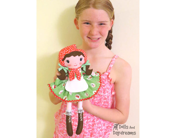 Little Red Riding Hood Cloth Doll PDF Sewing Pattern by Dolls And Daydreams DIY fairy tale fairytale kids plush toy