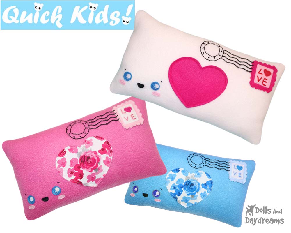 Quick Kids Love Letter Kawaii Softie Sewing Pattern by Dolls And Daydreams