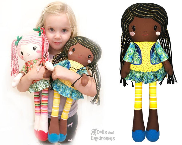 ITH Machine Embroidery Doll Pattern to make a Miss Lucy Leggings button joint doll In The Hoop by dolls and daydreams