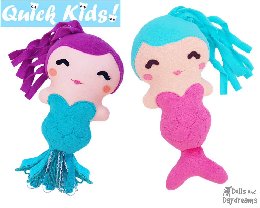 Quick Kids Mermaid Doll Sewing Pattern by Dolls And Daydreams
