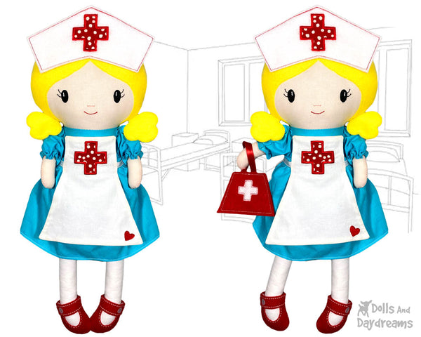 ITH Retro Nurse Cloth doll Pattern machine embroidery in the hoop DIY dolly make yourself by dolls and daydreams