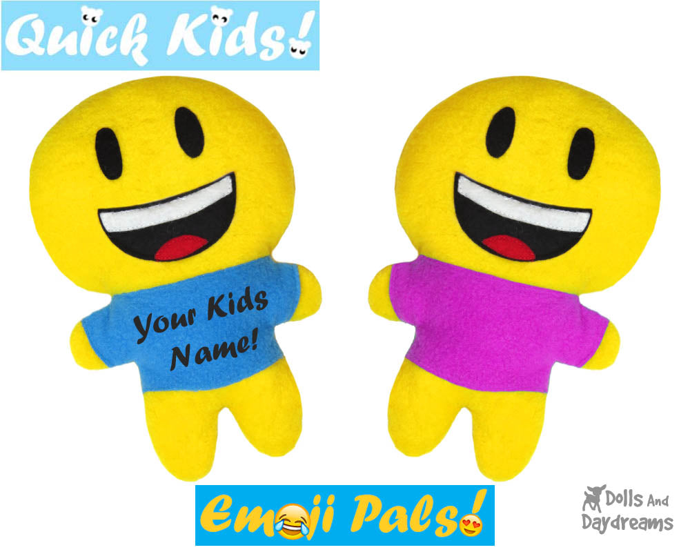 Quick Kids Smile Emoji Sewing Pattern by Dolls And Daydreams Easy DIY Soft Toy plushie
