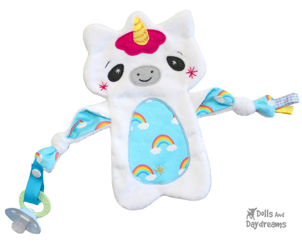 Babys 1st Plush Toy Unicorn Snuggle PDF Sewing Pattern Set by dolls and daydreams lovie blanket DIY Baby Shower Gift