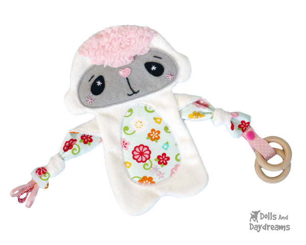 Plush Toy lovie blanket Lamb Snuggle PDF Sewing Pattern Set by dolls and daydreams DIY Baby Shower Gift