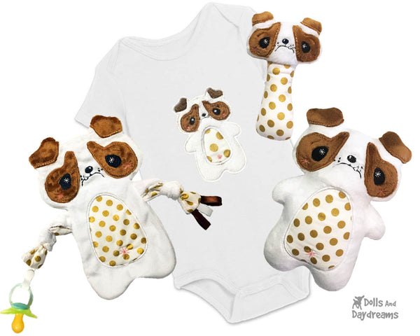 Babys 1st Plush Toy Puppy Dog Snuggle Machine Embroidery In The Hoop Pattern Set by dolls and daydreams DIY Baby Shower Gift