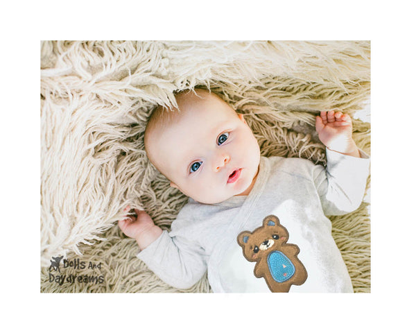 Baby Teddy bear Lovie Blanket, Plush Toy, Rattle & Applique Plush Set Sewing Patterns by dolls and daydreams