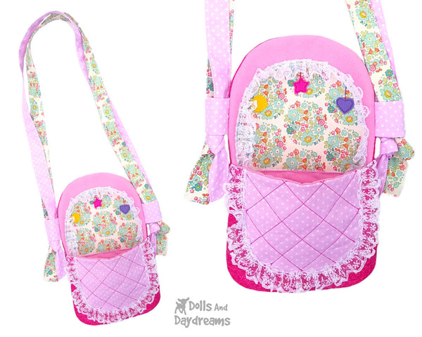 Tiny Carry Cot Bassinet Baby Doll Tote Sewing Pattern by Dolls And Daydreams DIY doll carry case bag