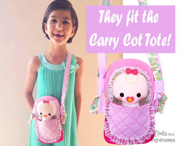 Tiny Tike Baby Doll Sewing Pattern by Dolls And Daydreams small cloth kawaii cutecarry around doll carry cot  tote