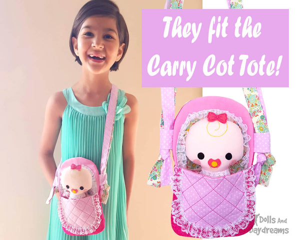 Tiny Tike Baby Doll Sewing Pattern by Dolls And Daydreams small cloth kawaii cutecarry around doll carry cot tote