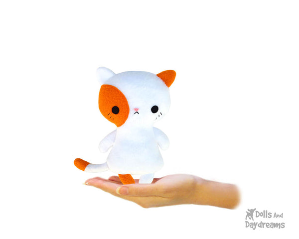 Tiny Tot Kitty Cat Plush Sewing Pattern by Dolls And Daydreams small pocket sized kitten soft toy pdf diy