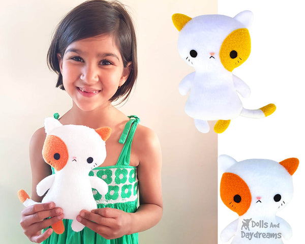 Tiny Tot Kitty Cat Plush Sewing Pattern by Dolls And Daydreams small kitten soft toy pdf diy Plushie