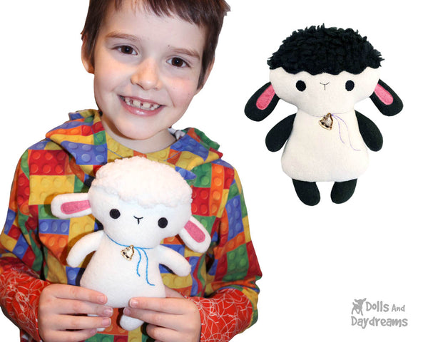 Tiny Tot lamb Plush Sewing Pattern by Dolls And Daydreams small pocket sized Children's Easter soft toy pdf kids diy softie