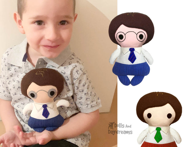 Tiny Tom Sewing Pattern with glasses by Dolls And Daydreams small boy doll pdf diy
