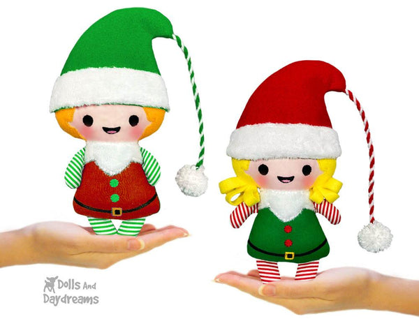 In The Hoop Machine Embroidery Tiny Elf X-mas Doll Pattern by Dolls And Daydreams ITH DIY Christmas cloth doll