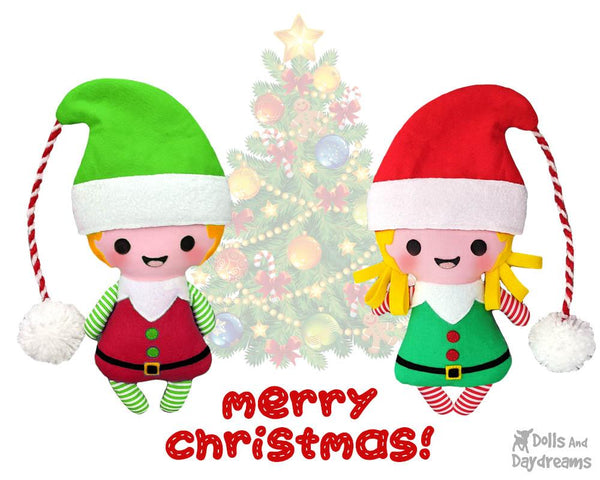 Tiny Christmas Elf pdf  Sewing Pattern by Dolls And Daydreams Christmas cloth boy girl elves doll 