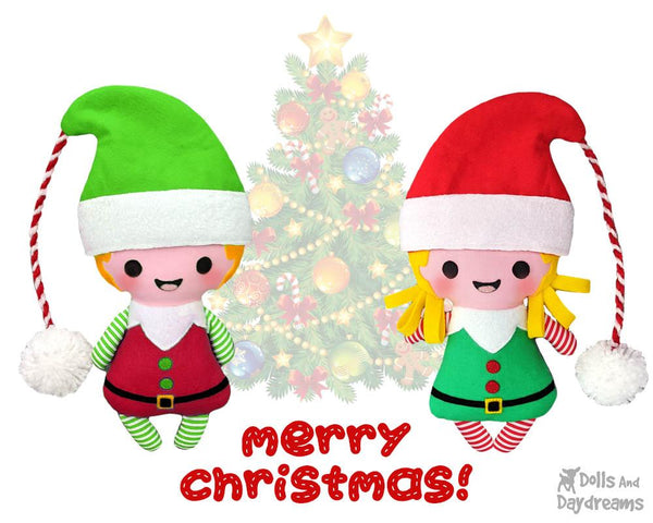 Tiny Christmas Elf pdf Sewing Pattern by Dolls And Daydreams Christmas cloth boy girl elves doll