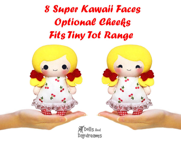 Machine Embroidery Tiny Tot Doll Faces Pattern Pack