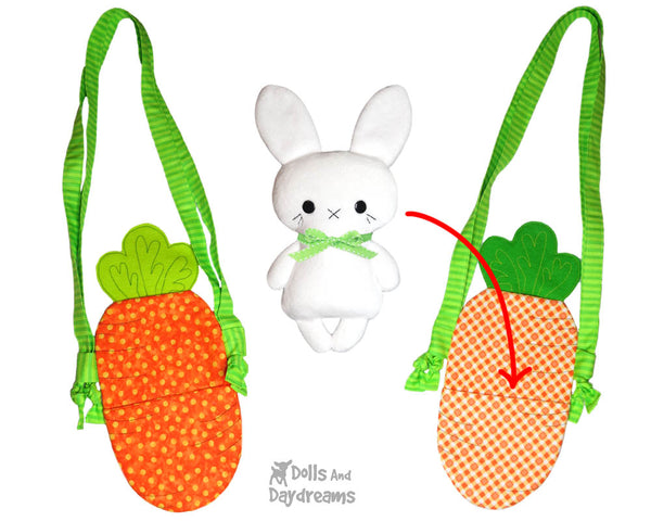 Tiny Tot Carrot Easter Tote Sewing Pattern by Dolls And Daydreams DIY doll carry case basket bag