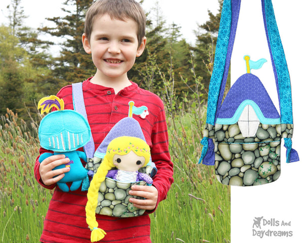 Castle PDF Tiny Tower Turret Tote Sewing Pattern by Dolls And Daydreams DIY cross body fairy tale kids doll bag