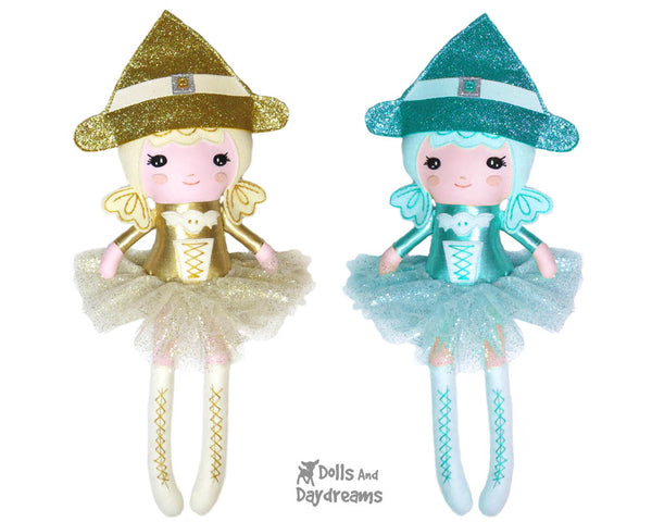 Good Witch PDF Cloth Doll Sewing Pattern by Dolls And Daydreams DIY Halloween spooky cute wicked gothic girl