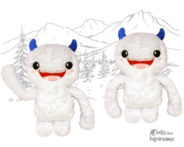 Yeti PDF Sewing Pattern cute abominable snowman diy childrens soft toy plushie by Dolls And Daydreams