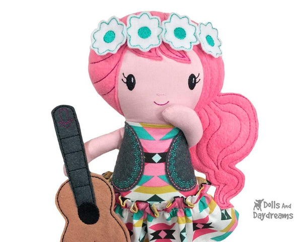 ITH Boho machine embroidery Pattern hippy doll pattern by dolls and daydreams