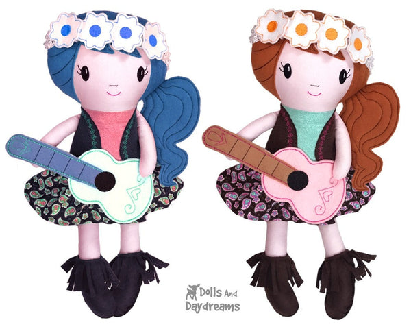 ITH Boho Babes Pattern machine embroidery hippy doll pattern by dolls and daydreams
