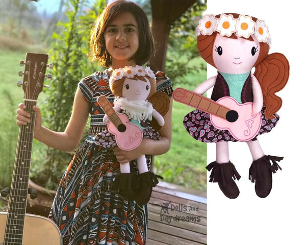 ITH Boho Babes Pattern machine embroidery hippy doll pattern by dolls and daydreams